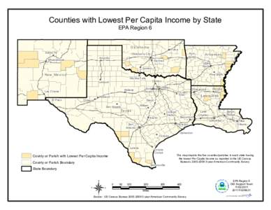 Counties with Lowest Per Capita Income by State