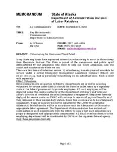 MEMORANDUM  State of Alaska Department of Administration Division of Labor Relations