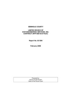 SEMINOLE COUNTY LIMITED REVIEW OF DCR ENGINEERING SERVICES, INC. CONTRACT (RFP[removed]BJC)  Report No[removed]