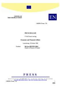 EN  COUNCIL OF THE EUROPEAN UNION[removed]Presse 278)