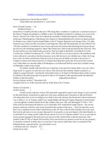 Southern Campaign American Revolution Pension Statements & Rosters Pension Application of James Brown S39217 Transcribed and annotated by C. Leon Harris State of South Carolina } Ss. Richland District } James Brown maket