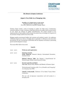 The ‘Return’ of Japan: Conference  Japan’s New Role in a Changing Asia Sunday, 31st August 2014, 12:30-19:30 Toyoda Auditorium, Nagoya University Furo-cho, Chikusa-ku, [removed]Nagoya, Japan