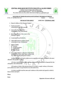 CENTRAL RESEARCH INSTITUTE FOR JUTE & ALLIED FIBRES (Indian Council of Agricultural Research) BARRACKPORE, KOLKATA[removed], WEST BENGAL Ph.: ([removed]Fax: ([removed], E-Mail: [removed] INVITATION