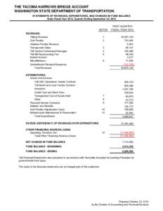 Tacoma Narrows Bridge Toll Financial Statement First Quarter Fiscal Year 2013