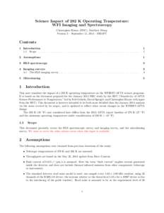 Science Impact of 282 K Operating Temperature: WFI Imaging and Spectroscopy Christopher Hirata (POC), Matthew Penny Version 3 – September 11, 2014 – DRAFT  Contents