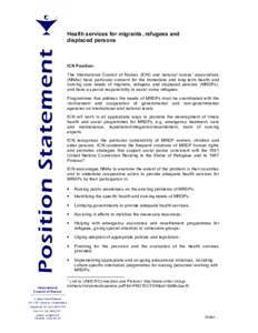 Position Statement  Health services for migrants, refugees and displaced persons  ICN Position: