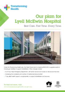 Transforming Health Our plan for Lyell McEwin Hospital Best Care. First Time. Every Time.