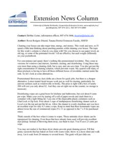 Extension News Column      University of Alaska Fairbanks, Cooperative Extension Service, www.uaf.edu/ces/ 