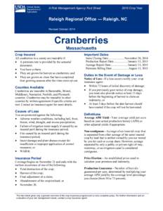 Raleigh Regional Office Massachusetts Cranberries fact sheet