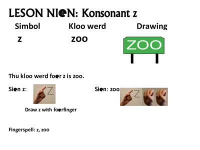 LESON NIeN: Konsonant z Simbol z  Kloo werd