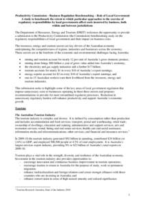 Submission 37 - Department of Resources, Energy and Tourism - Business Regulation Benchmarking: Role of Local Government as Regulator - Commissioned study