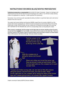 INSTRUCTIONS FOR DRESS BLUES/WHITES PREPARATION Professional preparation is recommended and provide this sheet if necessary. Report to training or drill with this done so time will not have to be spend working on this un