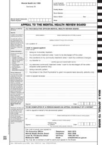 Mental Health Act[removed]Local Hospital Patient Number:  Sections 29