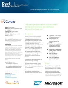 Cordis Harmony Applications for Duet Enterprise  