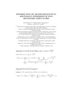 DISTRIBUTION OF GRAPH-DISTANCES IN BOLTZMANN ENSEMBLES OF RNA SECONDARY STRUCTURES Rolf Backofen1−2 , Markus Fricke3 , Manja Marz3 , Jing Qin4 , and Peter F. Stadler4−8 1