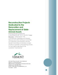 Reconstruction Projects Dedicated to the Renovation and Replacement of StateOwned Assets Planning Process Update #10 In accordance with Act 51 Section 2 Irene