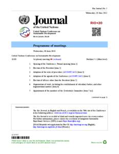 Rio Journal No. 5 Wednesday, 20 June 2012 Journal of the United Nations