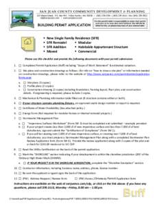 SAN JUA N COU NTY COMMU NITY DEV ELO PMEN T & PLANN ING 135 Rhone Street, P.O. Box 947, Friday Harbor, WA[removed] | ([removed] | ([removed] | Fax[removed]removed] | www.sanjuanco.com BUILDING PERMI