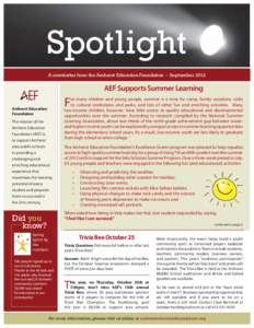 Spotlight A newsletter from the Amherst Education Foundation •  September 2012