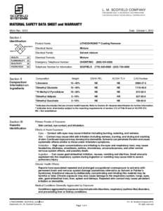 L. M. SCOFIELD COMPANY 6533 BANDINI BLVD. • LOS ANGELES, CALIFORNIASCOFIELD ROAD • DOUGLASVILLE, GEORGIAMATERIAL SAFETY DATA SHEET and WARRANTY M544 Rev