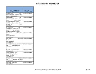 FINGERPRINTING INFORMATION  DEPARTMENT Time/Fees