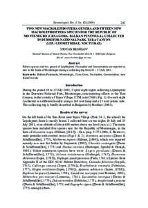 Entomologist’s Rec. J. Var[removed] TWO NEW MACROLEPIDOPTERA GENERA AND FIFTEEN NEW MACROLEPIDOPTERA SPECIES FOR THE REPUBLIC OF