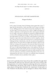 sites: new series · vol 10 no 1 · 2013 DOI: http://dx.doi.org[removed]sites-vol10iss1id231 – Article – WHAKAPAPA AND METAMORPHOSIS Margaret Kawharu