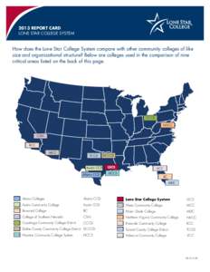 2013 REPORT CARD LONE STAR COLLEGE SYSTEM How does the Lone Star College System compare with other community colleges of like size and organizational structure? Below are colleges used in the comparison of nine critical 