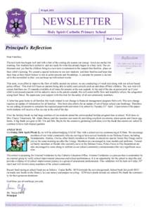 16 April, 2015  NEWSLETTER Holy Spirit Catholic Primary School Week 1, Term 2