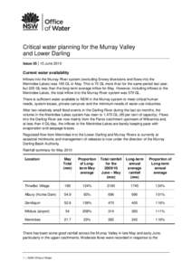 Critical water planning for the Murray Valley and Lower Darling: Issue 35 | 15 June 2010