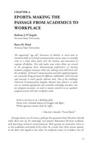 CHAPTER 4.  EPORTS: MAKING THE PASSAGE FROM ACADEMICS TO WORKPLACE Barbara J. D’Angelo