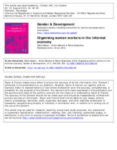 This article was downloaded by: [Oxfam UK], [Liz Cooke] On: 21 August 2013, At: 02:49 Publisher: Routledge Informa Ltd Registered in England and Wales Registered Number: [removed]Registered office: Mortimer House, 37-41 M