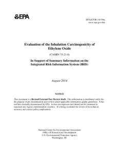 Evaluation of the Inhalation Carcinogenicity of Ethylene Oxide