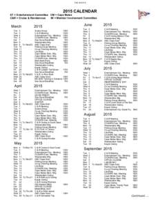 THE BUOYSCALENDAR ET = Entertainment Committee CM = Cape Mates C&R = Cruise & Rendezvous