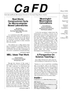 CaFD Curriculum and Faculty Development Newsletter for Two-Year College Physics Teachers Real-World, Constructivist Carts for Microcomputer