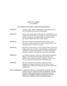 Safety / Traffic collision / United States Environmental Protection Agency / Anthony G. Brown / Transport / Land transport / Road transport