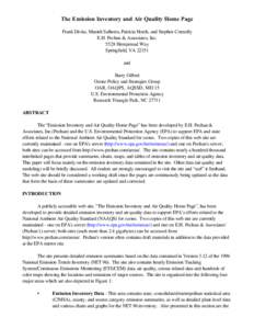 The Emission Inventory and Air Quality Home Page Frank Divita, Manish Salhotra, Patricia Horch, and Stephen Connolly E.H. Pechan & Associates, Inc[removed]Hempstead Way Springfield, VA[removed]and