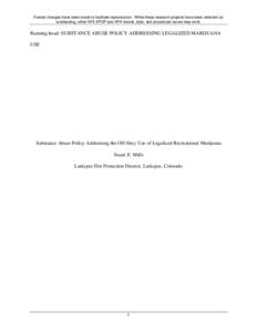 Format changes have been made to facilitate reproduction. While these research projects have been selected as outstanding, other NFA EFOP and APA format, style, and procedural issues may exist. Running head: SUBSTANCE AB