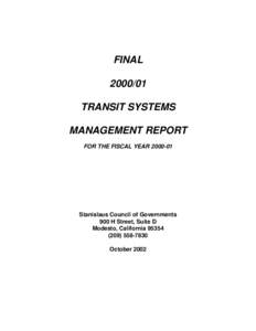 FINAL[removed]TRANSIT SYSTEMS MANAGEMENT REPORT FOR THE FISCAL YEAR[removed]