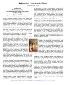 Tridentine Community News November 5, 2006 Book Review: Beginning at Jerusalem: Five Reflections on the History of the Church by Glenn W. Olsen