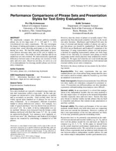 Performance Comparisons of Phrase Sets and Presentation Styles for Text Entry Evaluations