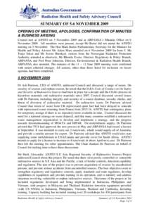 Web Summary of RHSAC Meeting of 5-6 November 2009