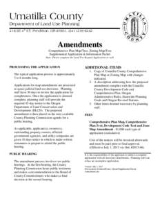 Umatilla County Department of Land Use Planning 216 SE 4th ST, Pendleton, OR 97801, (Amendments Comprehensive Plan Map/Text, Zoning Map/Text