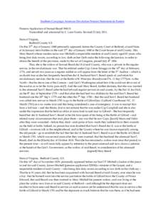 Southern Campaign American Revolution Pension Statements & Rosters Pension Application of Samuel Beard W4131 Transcribed and annotated by C. Leon Harris. Revised 23 July[removed]State of Virginia, Bedford County S.S. On th