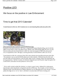 Time to get that 2013 Calendar! « Positive LEO  Page 1 of 4 Positive LEO We focus on the positive in Law Enforcement