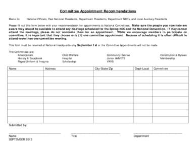 Committee Appointment Recommendations