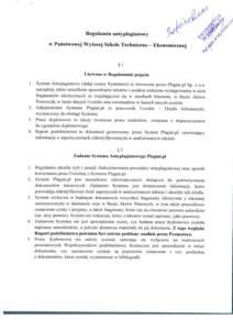 Regulamin antyplagiatowy Paiistwowej Wyzs/ej Szkole Techniczno - Ekonomicznej §1  Uzywane w Regulaminie poj^cia