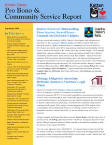 Katten Cares  Pro Bono & Community Service Report September 2014