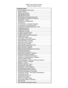 MSBO Products Services Guide Numerical Category Listing Code[removed]