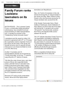 Louisiana Family Forum / Louisiana / Louisiana State Legislature
